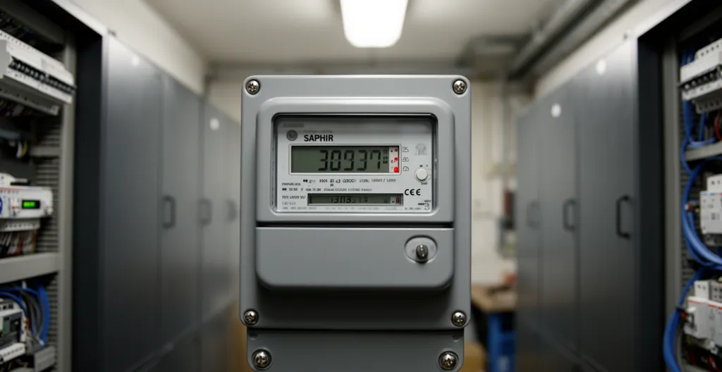 Compteur électrique industriel SAPHIR avec affichage numérique pour sites éligibles au Tarif Vert