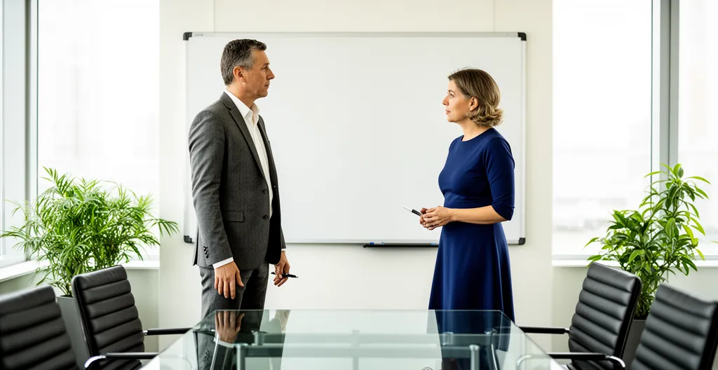 Réunion entre un courtier en énergie et un responsable d'entreprise pour comparer Tarif Vert et offres de marché